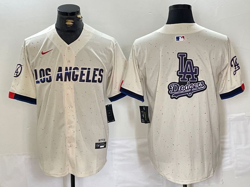 Men Los Angeles Dodgers Blank Cream Fashion Nike Game MLB Jersey style 7->los angeles dodgers->MLB Jersey